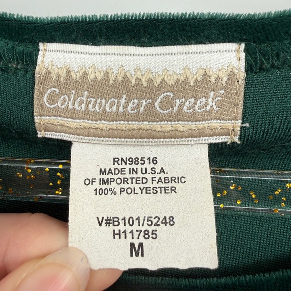 Coldwater Creek Velvet Long Sleeve Maxi Dress Emerald Green Women Sz M Cotgage - Picture 2 of 11